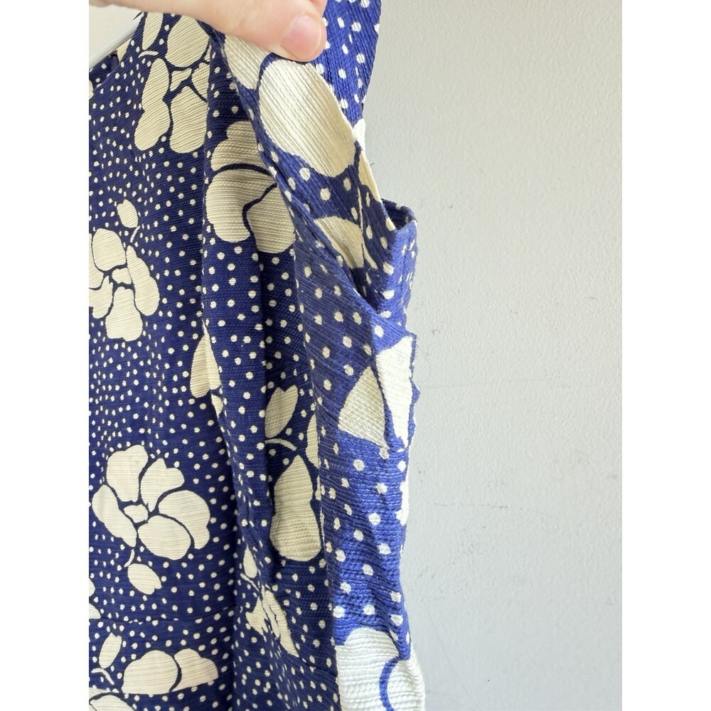 Boden 14R Sierra Textured Blue Floral Dress polka dot short sleeve career - Picture 2 of 5